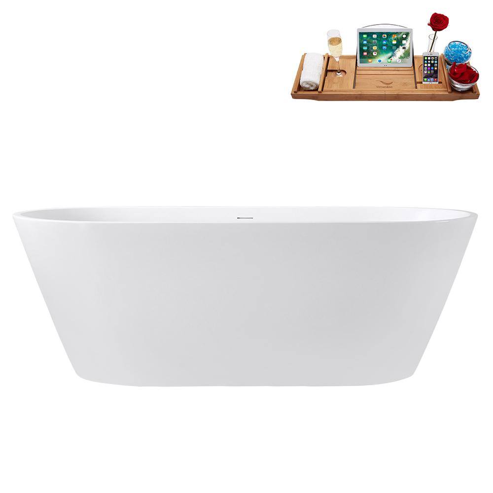 59 in. x 29.9 in. Acrylic Freestanding Soaking Bathtub in Glossy White With Brushed Gold price history on PriceWatchPro