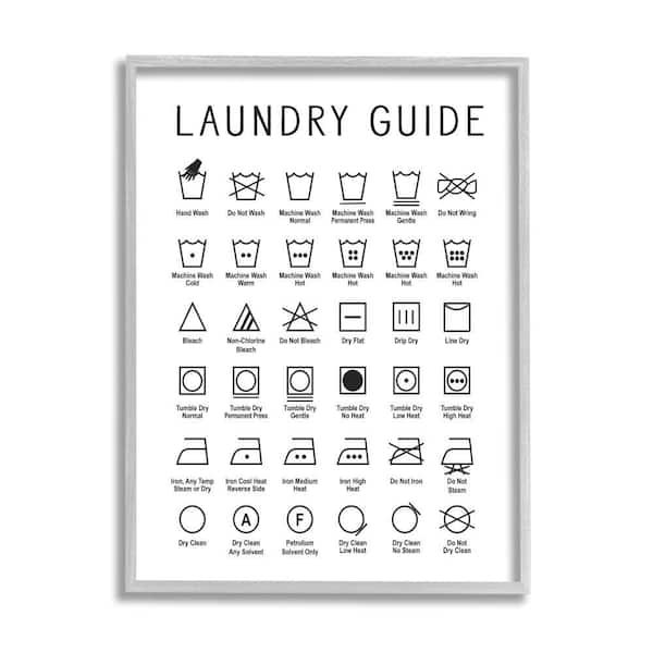 Stupell Industries "Laundry Guide Cleaning Helpful Symbol" by Lettered and Lined Framed Abstract Texturized Art Print 11 in. x 14 in.