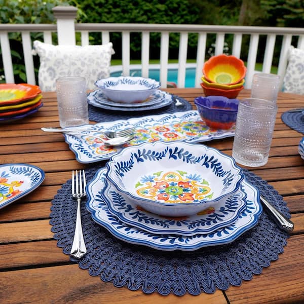 Certified International Flores 11 in. Multi Colored Melamine Dinner Plate Set of 4 31680SET4 The Home Depot