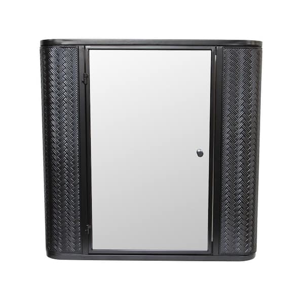 23.62 in. W x 23.62 in. H Rectangular Steel Surface Mount Medicine Cabinet with Mirror in Black