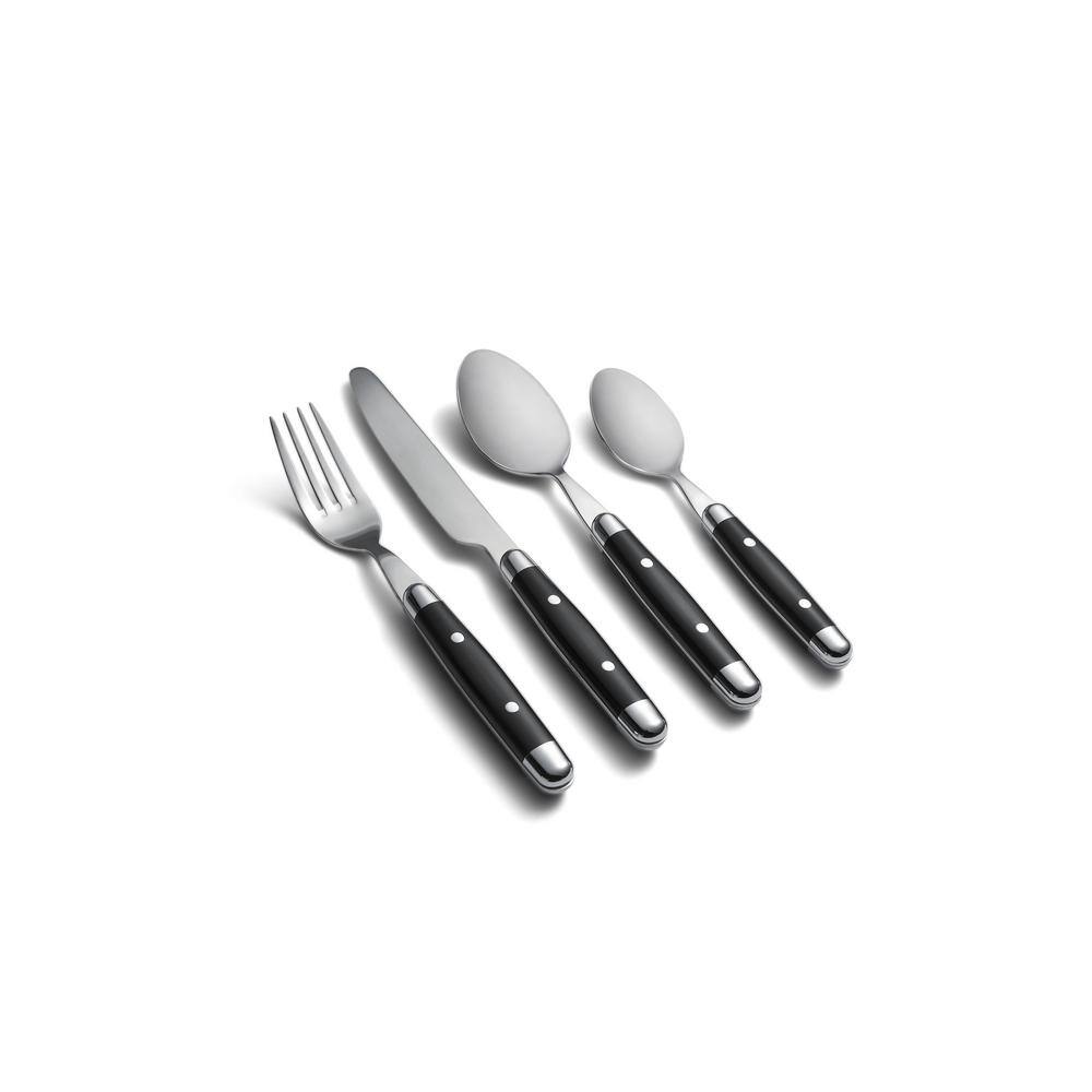 Cambridge Silversmiths 719978804847 16 Piece Jubilee Flatware Set Black