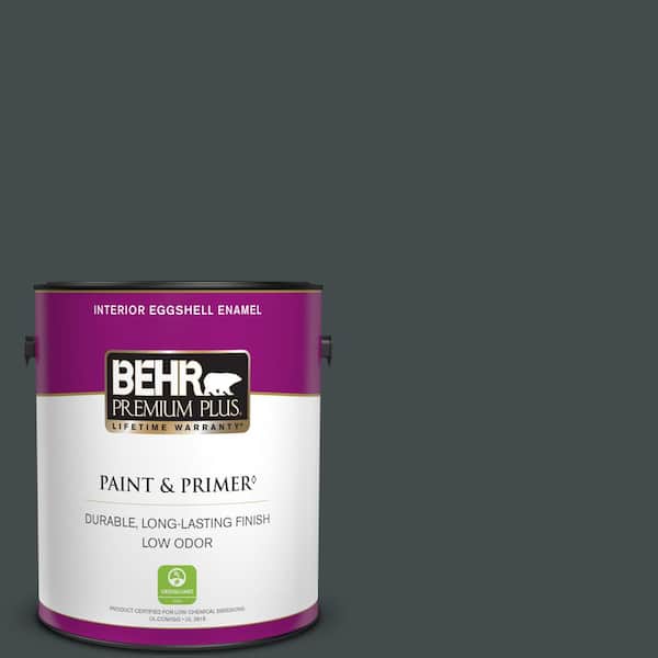 BEHR PREMIUM PLUS 1 gal. #730F-7 Black Sable Eggshell Enamel Low Odor Interior Paint & Primer