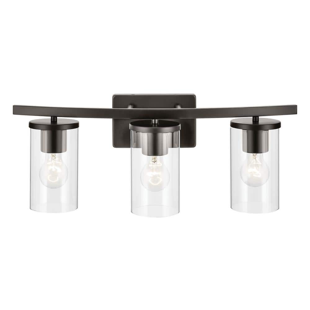 Olde Bronze 3-Light Vanity Light with Clear Glass Shades