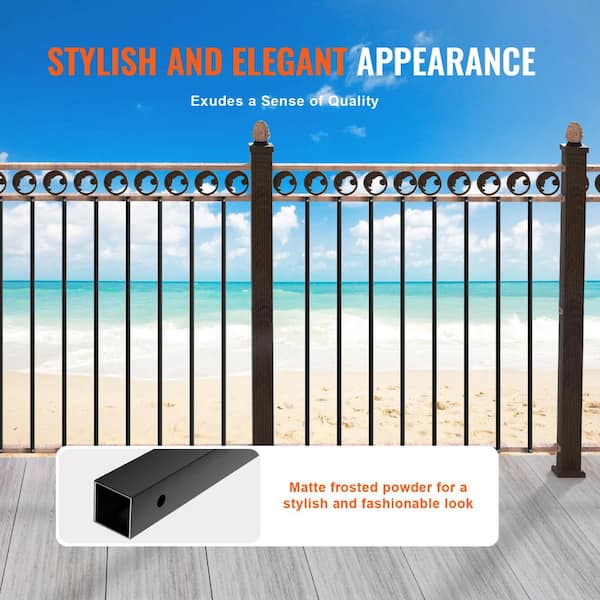 VEVOR Staircase Balusters 44.02 in. H x 0.51 in. W Square Black Aluminum Alloy Stair Railing Kit Deck Baluster (11-Pack)