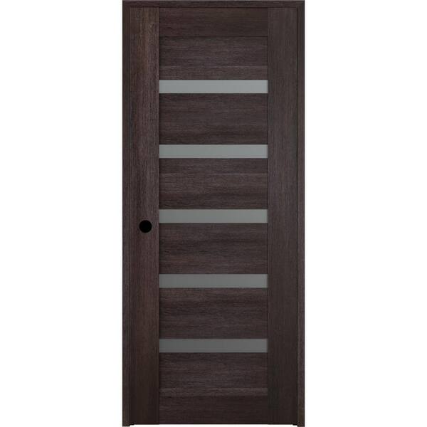 Vona 07-04 30 in. x 96 in. Left-Hand Frosted Glass Solid Composite Core Veralinga Oak Wood Single Prehung Interior Door