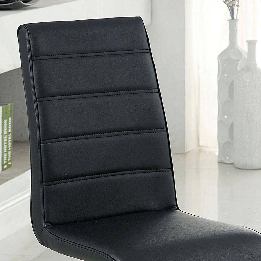 Black Faux Leather and Metal Upholstered Side Chair