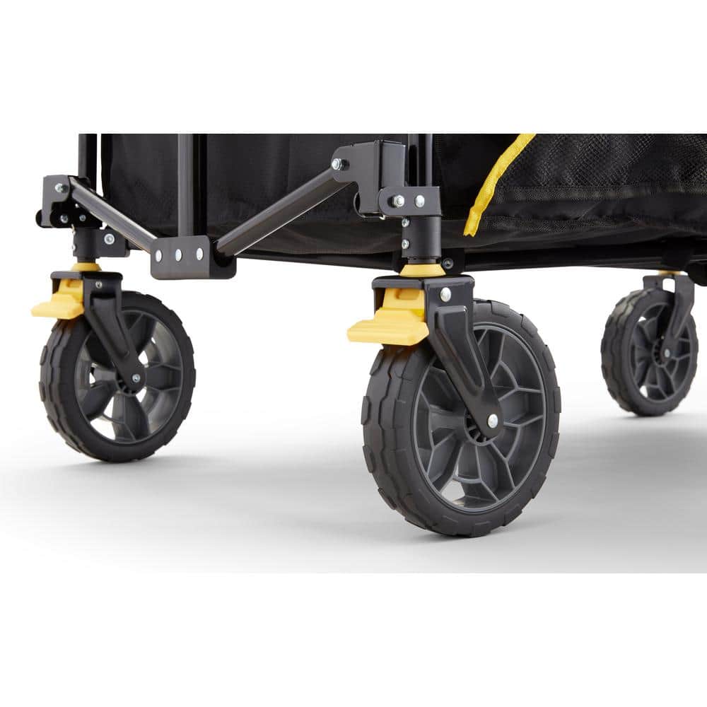 Black Steel Frame Collapsible Utility Wagon with Polyester Deck