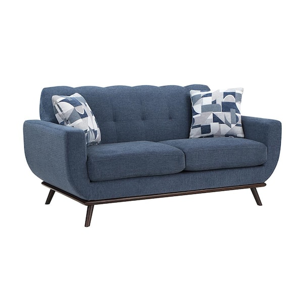 Lazzara Salina 70 in. W Blue Chenille Loveseat