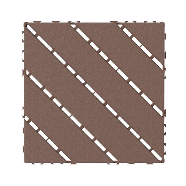 Tidoin Outdoor 1 ft. x 1 ft. Composite Deck Tile in Brown(44 Per Box)