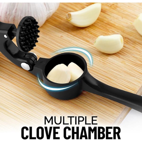 Aoibox 8.4 oz. Garlic Mincer Tool with Sturdy Design Extracts More Garlic Paste, Soft and Easy to Squeeze, Elegant Black