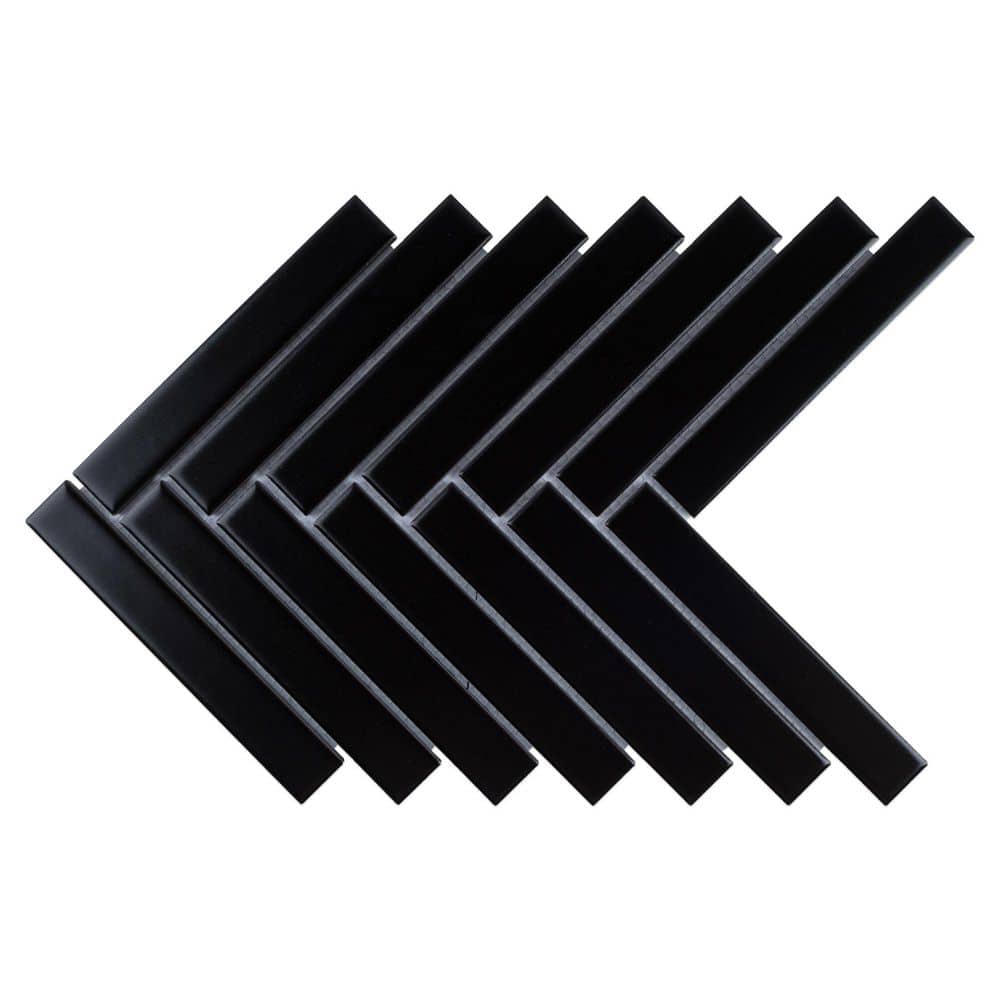 Porcetile Black 8.27 in. x 9.77 in. Herringbone Matte Porcelain Mosaic Tile Sample price history on PriceWatchPro
