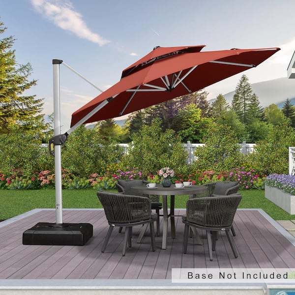 PURPLE LEAF 10 ft. Octagon Aluminum Patio Cantilever Umbrella for Garden Deck Backyard Pool in Brick Red