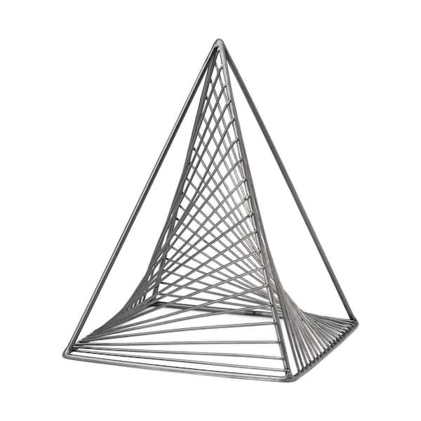 HomeRoots 11 in. Silver Contemporary Gray Metal Triangular Decor Piece