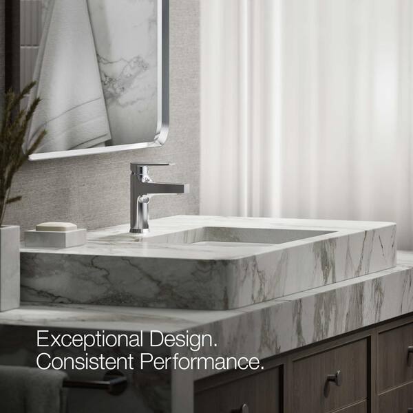 KOHLER Taut Single-Hole Single-Handle Bathroom Faucet with Grid Drain in Polished Chrome