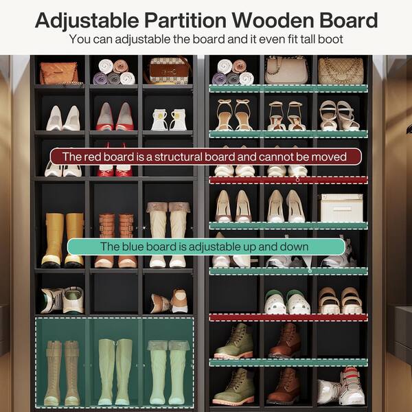 BYBLIGHT H x W Black 24-Pairs Tall Shoe Storage