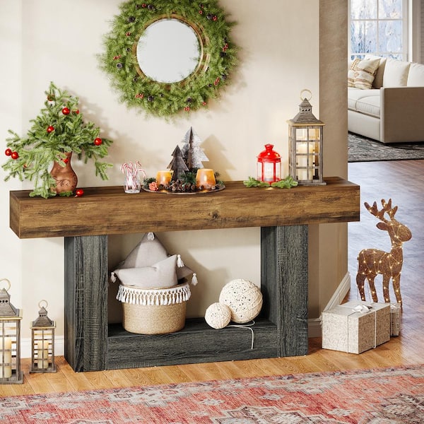 Turrella 63 in. Brown Rectangle Wood Console Table with U Shaped Base