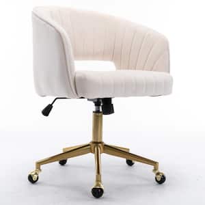 Beige Mirco Velvet Swivel Task Chair with Arm