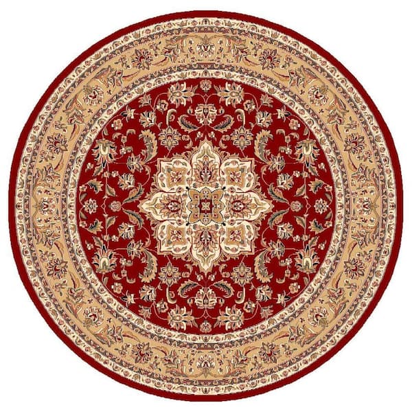 Kas Rugs Classic Medallion Red 8 ft. x 8 ft. Round Area Rug