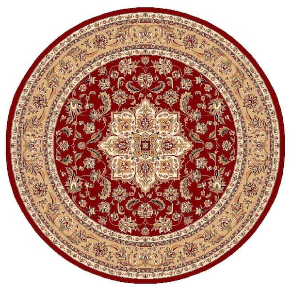 Classic Medallion Red 8 ft. x 8 ft. Round Area Rug