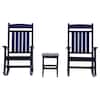 DUROGREEN Classic Rocker Navy 3-Piece Plastic Outdoor Chat Set ...