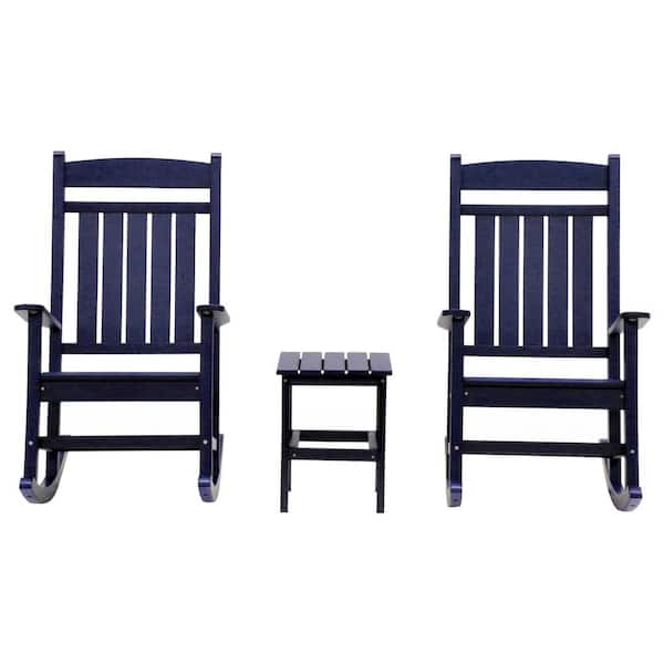 Classic Rocker Navy 3-Piece Plastic Outdoor Chat Set