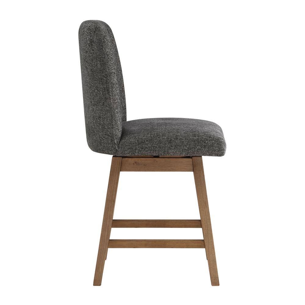 Finley 26" Charcoal and Medium Oak Swivel Counter Stools with Metal Footrests