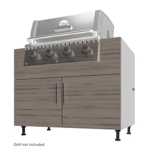 Miami Weatherwood Matte 42 in. x 34.5 in.x 27 in. Flat Panel Stock Assembled Base Kitchen Cabinet Island Back Grill Base