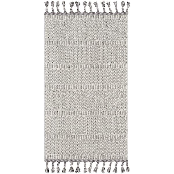 Elwood Grey/Ivory 2 ft. x 5 ft. Geometric Contemporary Kitchen Area Rug