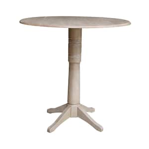 Olivia Weathered Taupe Gray 42 in. Drop-Leaf Bar Table