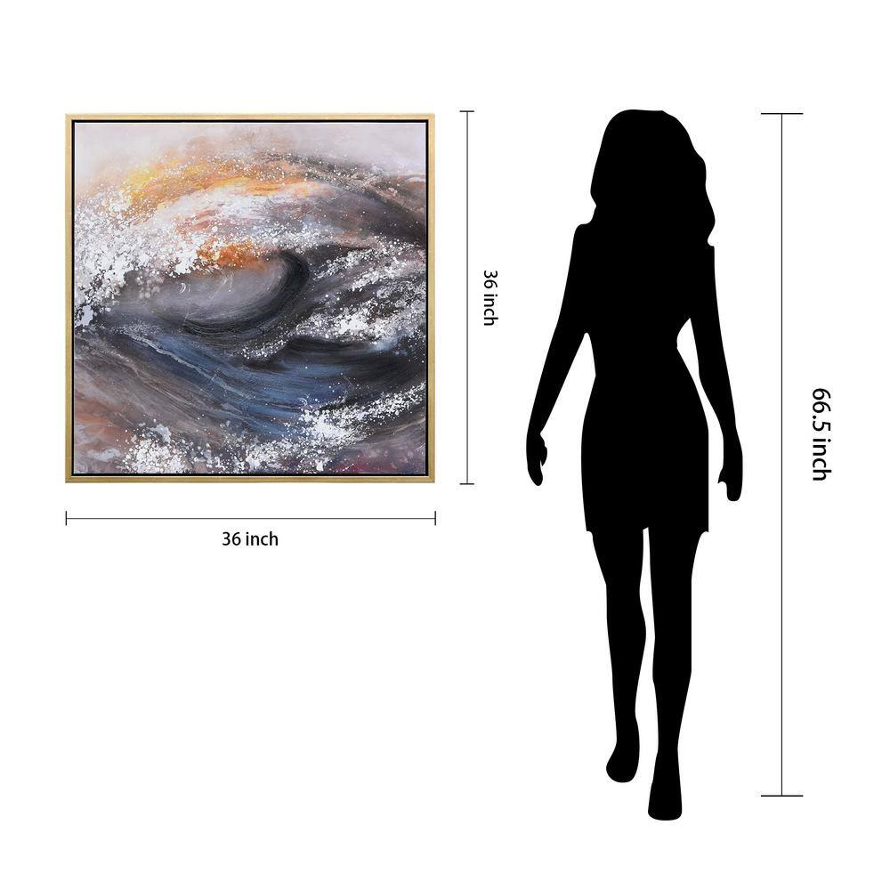 Tornado Abstract Multicolor Hand Painted Canvas Art with Gold Frame