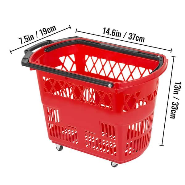 Rolling Shopping Basket - Red