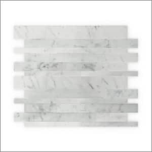 Siberia White 11.89 in. x 9.65 in. x 5mm Marble Peel and Stick Wall Mosaic Tile (4.78 sq. ft./6 Pack)