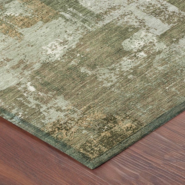 Chantille Machine Washable Indoor/Outdoor Abstract ACN2655 Olive 8 ft. x 10 ft. Area Rug