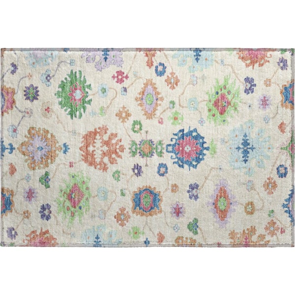 Mayfield Premium Machine Washable Abstract AMF2532 Linen 2 ft. x 3 ft. Accent Rug