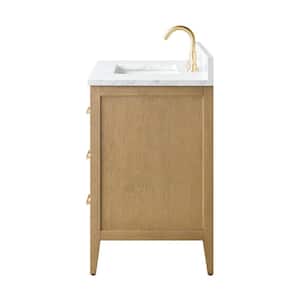 42 in. W x 22 in. D x 34 in. H Single-Sink Bathroom Vanity in Natural Oak with Engineered Marble Top in Arabescato White