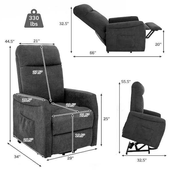 Costway Grey Fabric Power Lift Recliner Chair Sofa for Elderly w/Side  Pocket and Remote Control JL10020US-GR - The Home Depot