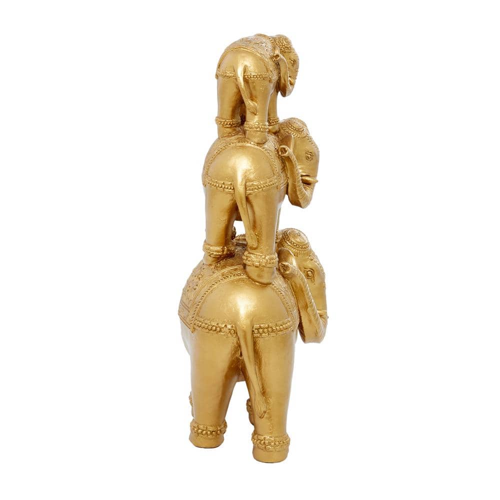 Elegant Gold Resin Elephant Sculpture 23" x 10" x 15"
