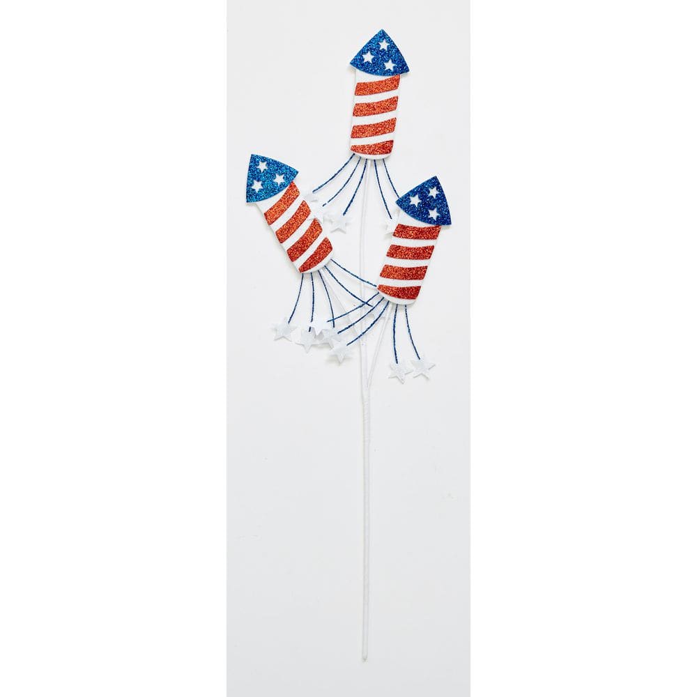 25 in Red, White and Blue Rocket x 3 with Stars Spray, Set of 3
