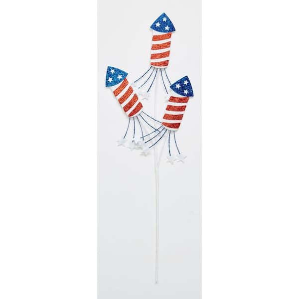 Unbranded 25 in Red, White and Blue Rocket x 3 with Stars Spray, Set of 3
