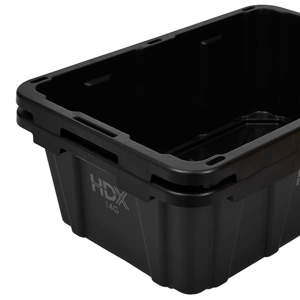 HDX 14 Tough Storage Tote Black with Yellow Lid 999-14G-HDX