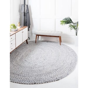 Braided Chindi Gray 3 ft. x 5 ft. Oval Area Rug