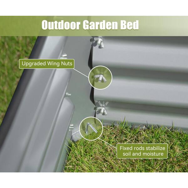 Unbranded - 6 ft. x 3 ft. x 1 ft. Galvanized Steel Raised Garden Bed - Heavy-Duty Outdoor Planter for Vegetables, Flowers, and Herbs