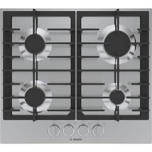 500 24 in. Gas Cooktop in Stainless Steel with 4 Burners including 11,500 BTU Burner
