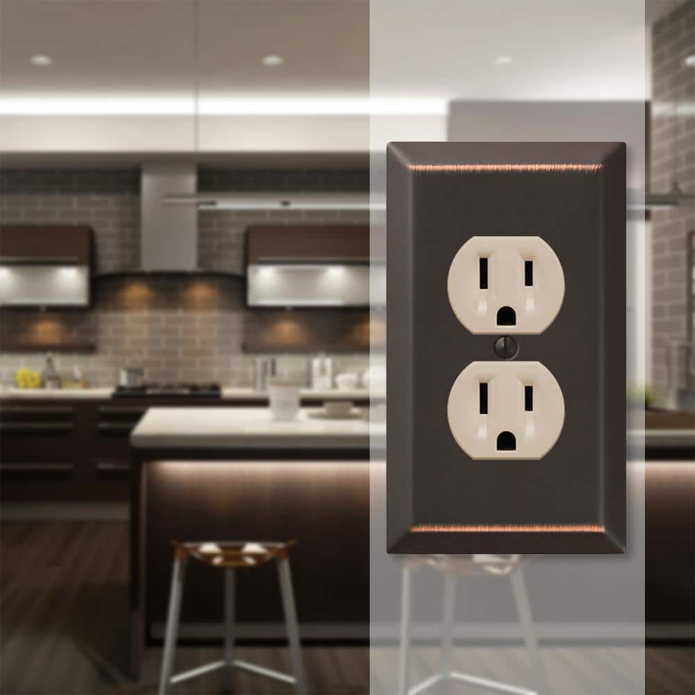 Amerelle Aged Bronze 1-Gang Duplex Steel Wall Plate