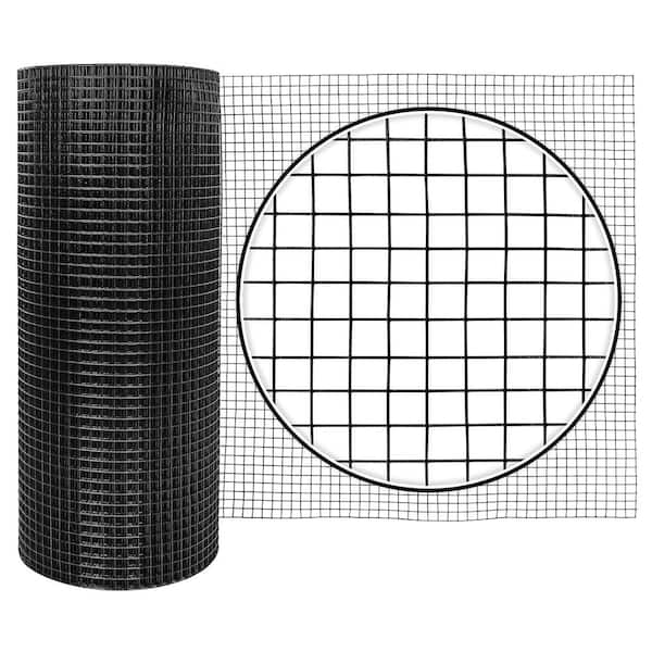 Fencer Wire 1/2 in. x 4 ft. x 25 ft. 19 Gauge Black Vinyl Coated Hardware Cloth, Multiple Use Welded Wire Fencing Roll