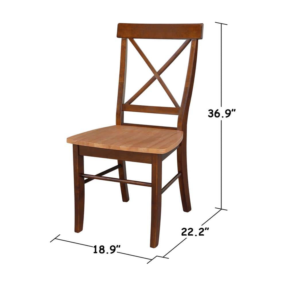 Cinnamon and Espresso Cross Back Wood Side Chair Set