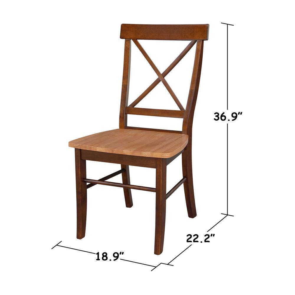 Elegant Pecan Brown Solid Wood Cross-Back Side Chair
