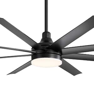 Aaron 65 in. Integrated LED Indoor Black Ceiling Fans with Light and Remote Control Included
