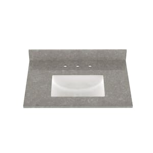 31 in. x 22 in. Qt. Bathroom Vanity Top in Charcoal Gray with Single White Rectangular Ceramic Sink