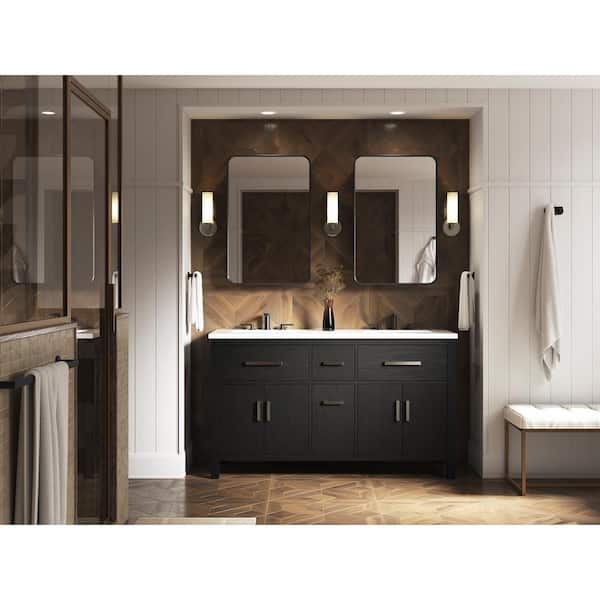 KOHLER Verdera 22 in. W x 34 in. H Rectangular Framed Matte Black Recessed/Surface Mount Medicine Cabinet with Mirror